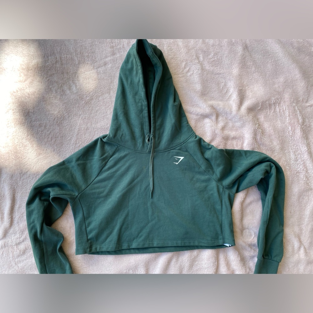 Green Gymshark Cropped Hoodie